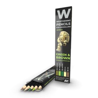   Weathering pencils - Watercolor Pencil Set Green And Brown Camouflages