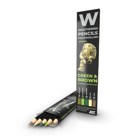 Weathering pencils - Watercolor Pencil Set Green And Brown Camouflages