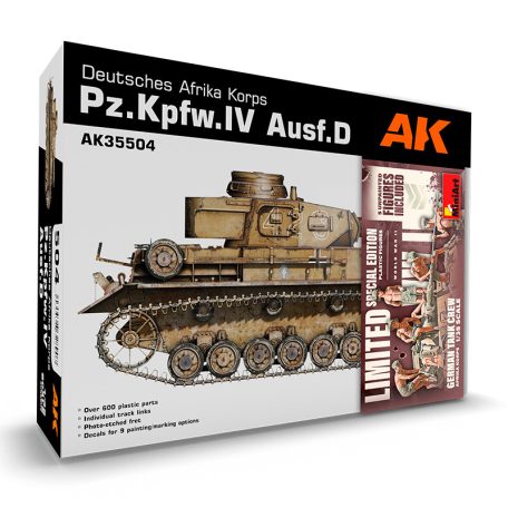 Pz.kpfw.iv Ausf.d Afrika Korps +5 Figures German Tank Crew Afrika Korps 1/35