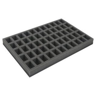 Full-size foam tray for 55 small miniatures on 25mm bases