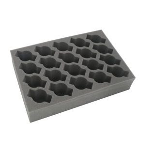   Full-size foam tray for 20 cavalry miniatures or minis on 40mm bases