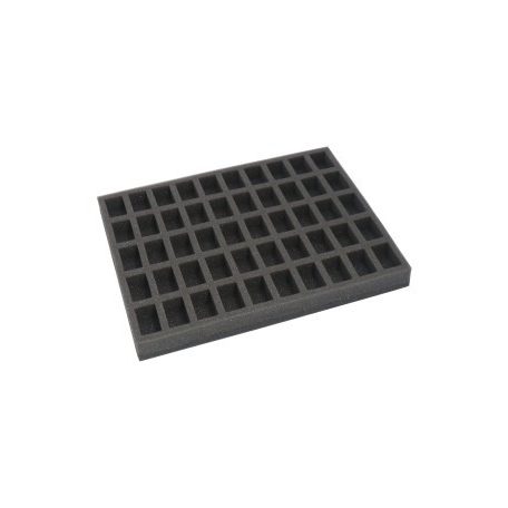 Foam tray for 50 miniatures on 25mm bases for old cases