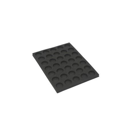 Tray for storing 35 miniatures on 32mm bases in vertical position