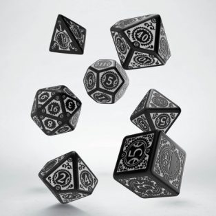 Steampunk Clockwork Black & white Dice Set (7)